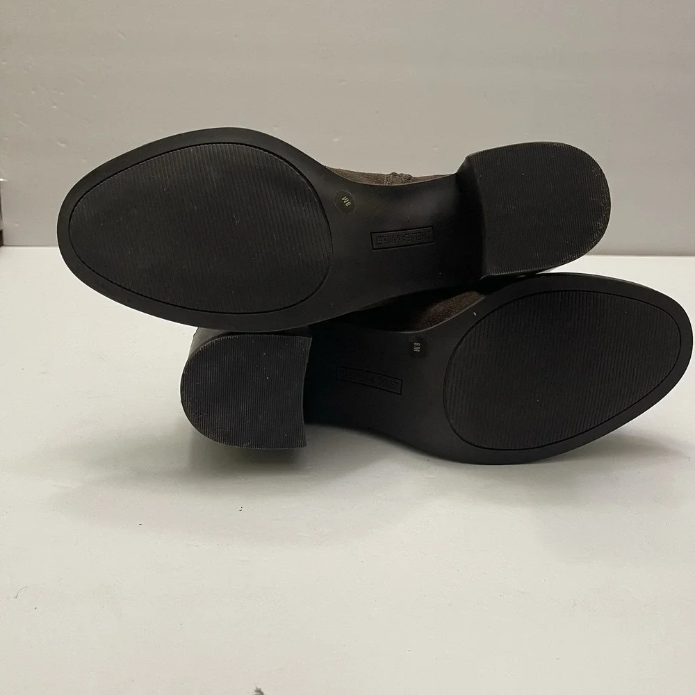 Chelsea & Violet Wren Suede Heeled Booties Almond Brown‎ Zipper Womens 8M